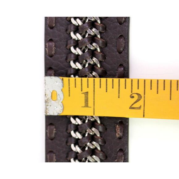 Michael Kors BROWN REAL LEATHER 1 5/8"Wd CHAIN STITCH CASUAL DRESS BELT Sz M B33 - Picture 9 of 14